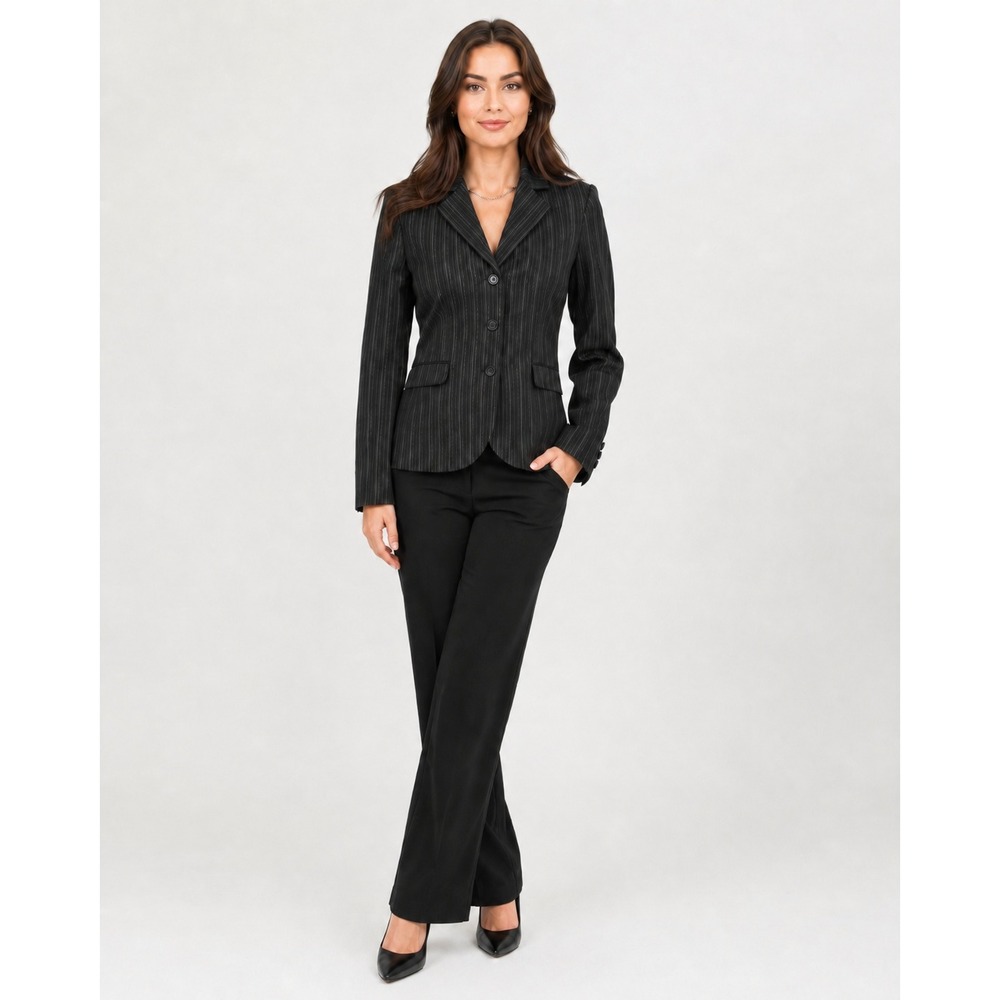BCBGMaxazria Modern Blazer Womens XS Brown Pinstripe NEW